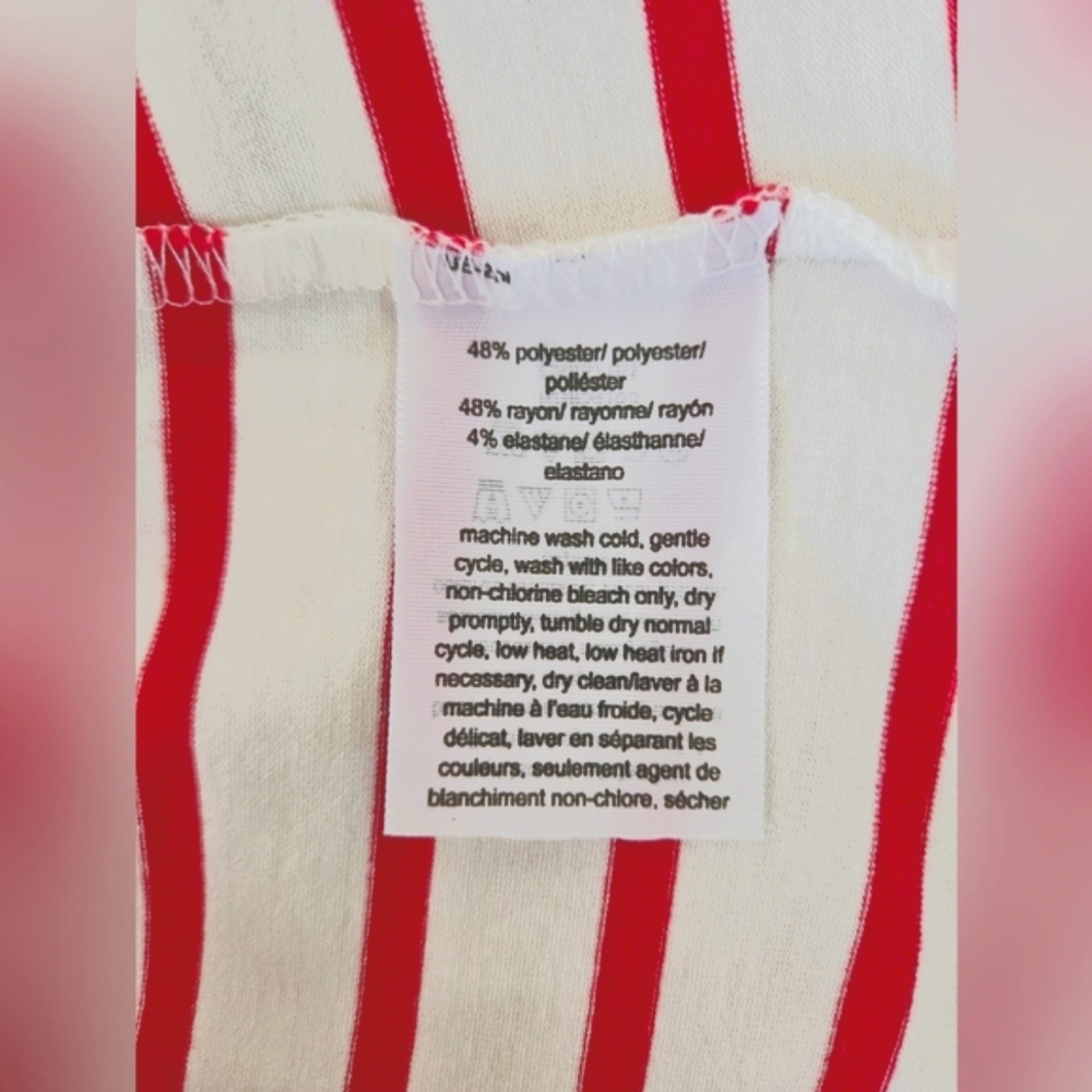 Tommy Hilfiger Red White Stripe Tunic Shirt Roll Cap Style Sleeve Trim Detail SP - Picture 8 of 9